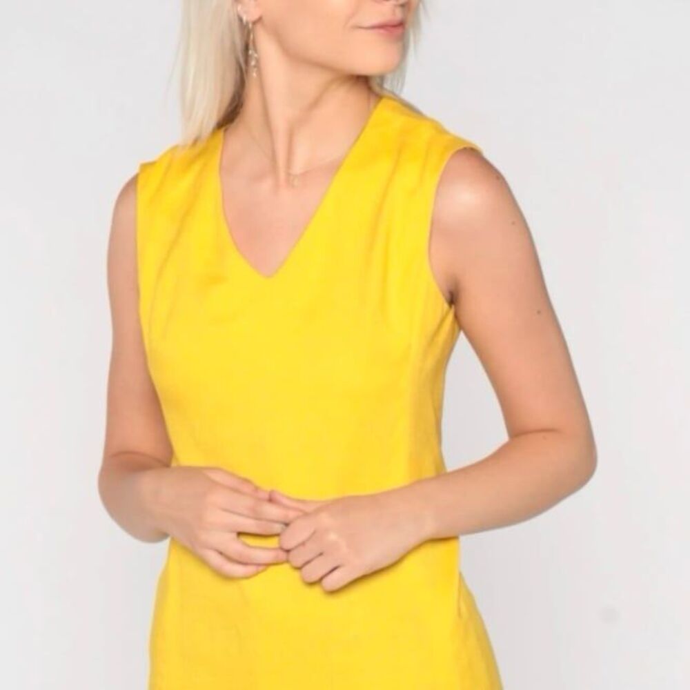 Vintage Escada mustard v neck knit tank blouse